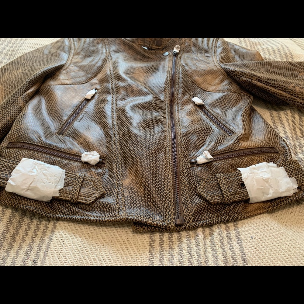 Fenix Snake Embossed Faux Leather Moto Jacket - Picture 11 of 14
